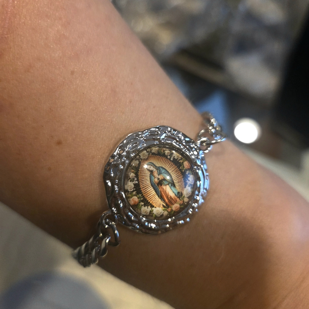 Guadalupe Virgin Mary,Jesus Christ.Bracelet, Bohemian Amulet, Stainless steel